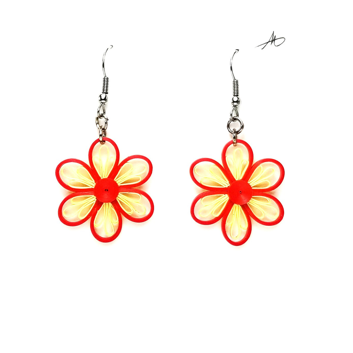 #107 R - Red and White Flower