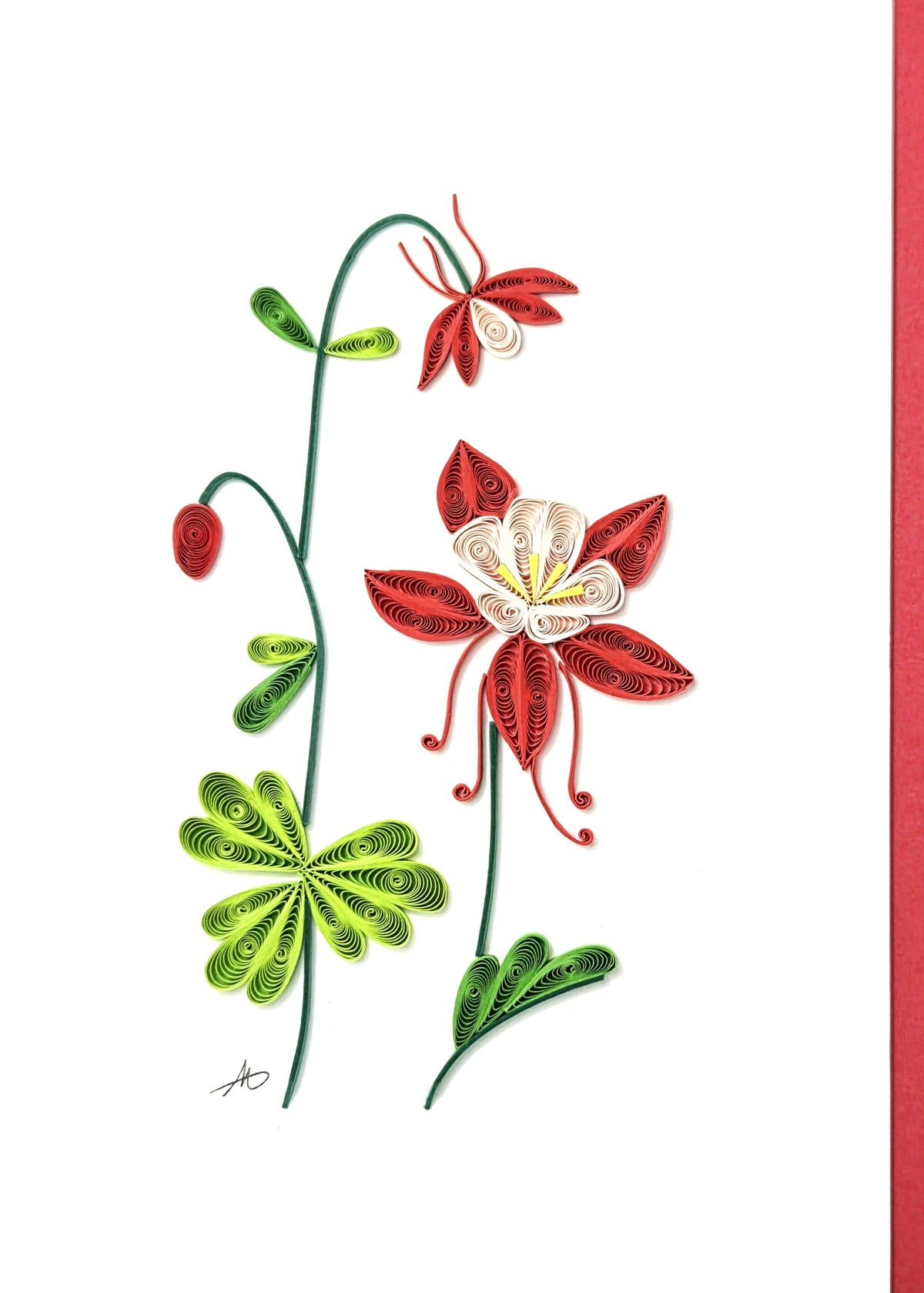 #321 R - Red Columbine Flower