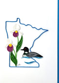 #713 LL - Minnesota with Lady Slipper Flowers and Loon